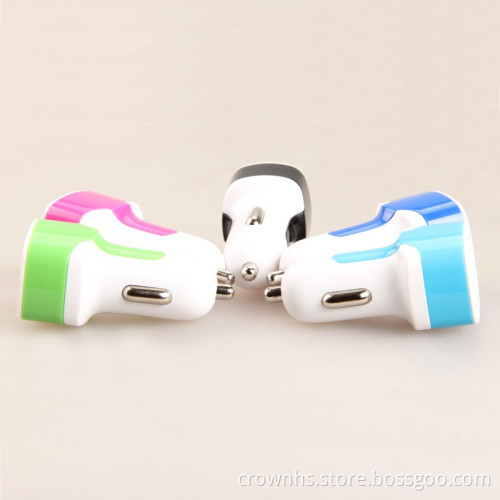Mobile phone mini portable 12v fast 3 port usb car charger
